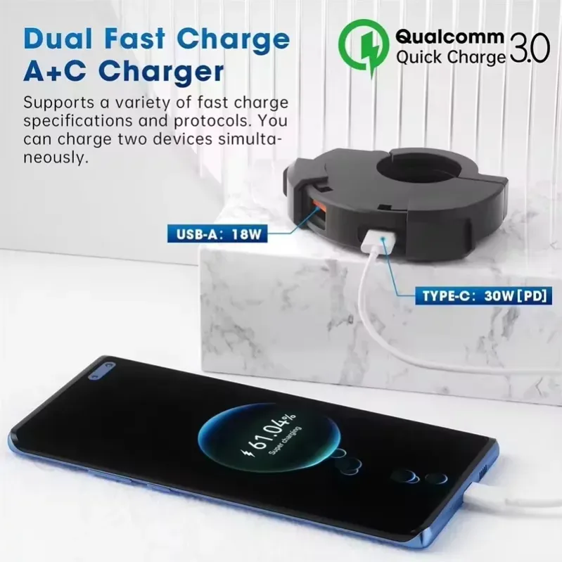Universal Motorcycle Handlebar Phone Fast Charger - Image 3